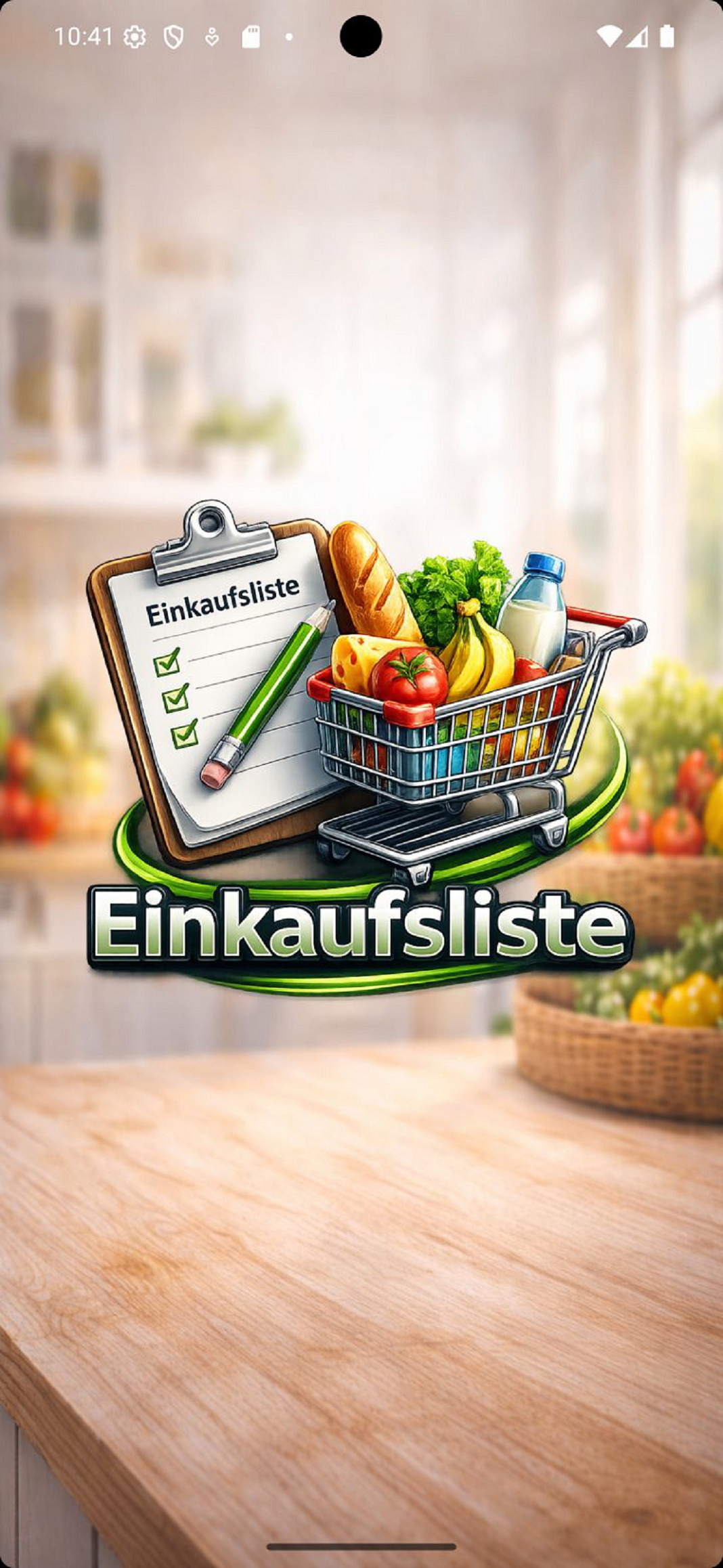 Startansicht der Einkaufsliste